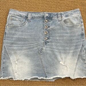 Seven7 Light Blue Distressed Mini Skirt
